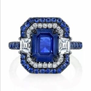 925 silver gorgeous blue sapphire size 7